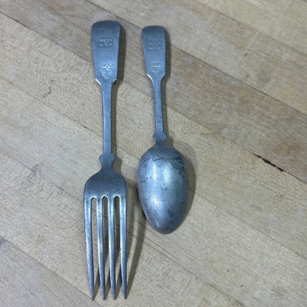 Vintage Silverplate Baby Spoon & Fork Set Made in USA Marked 900 WB Lot of 2
